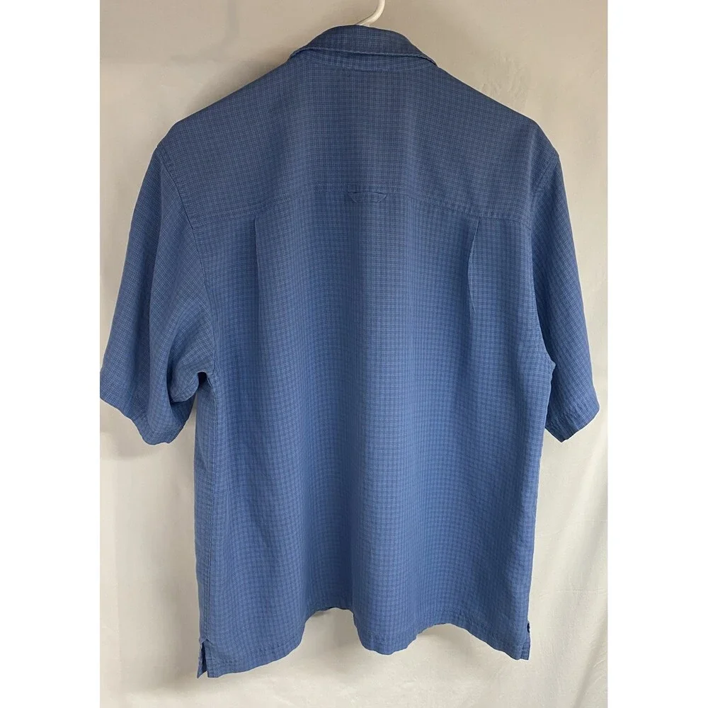 The North Face Shirt Men Medium Blue Plaid Short Sleeve Button Front Pocket